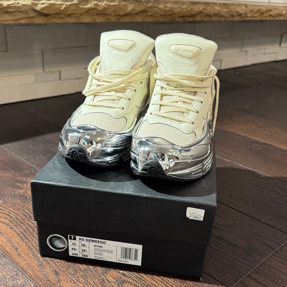 Raf Simons Cream Sneakers with Chrome Toe Caps